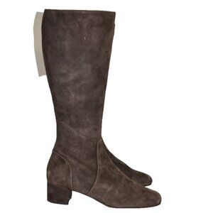 $600 BRUNO MAGLI WOMEN TALL KNEE CHOCOLATE SUEDE BOOT BLOCK 37.5 (MG23)
